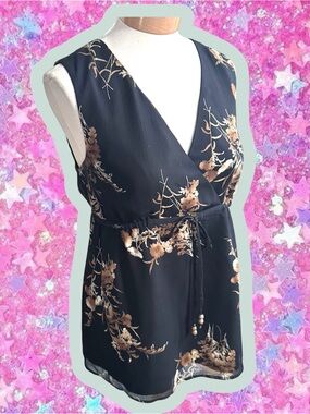 Axcess Liz Claiborne babydoll vintage Y2K 2000s chiffon tank top blouse M empire